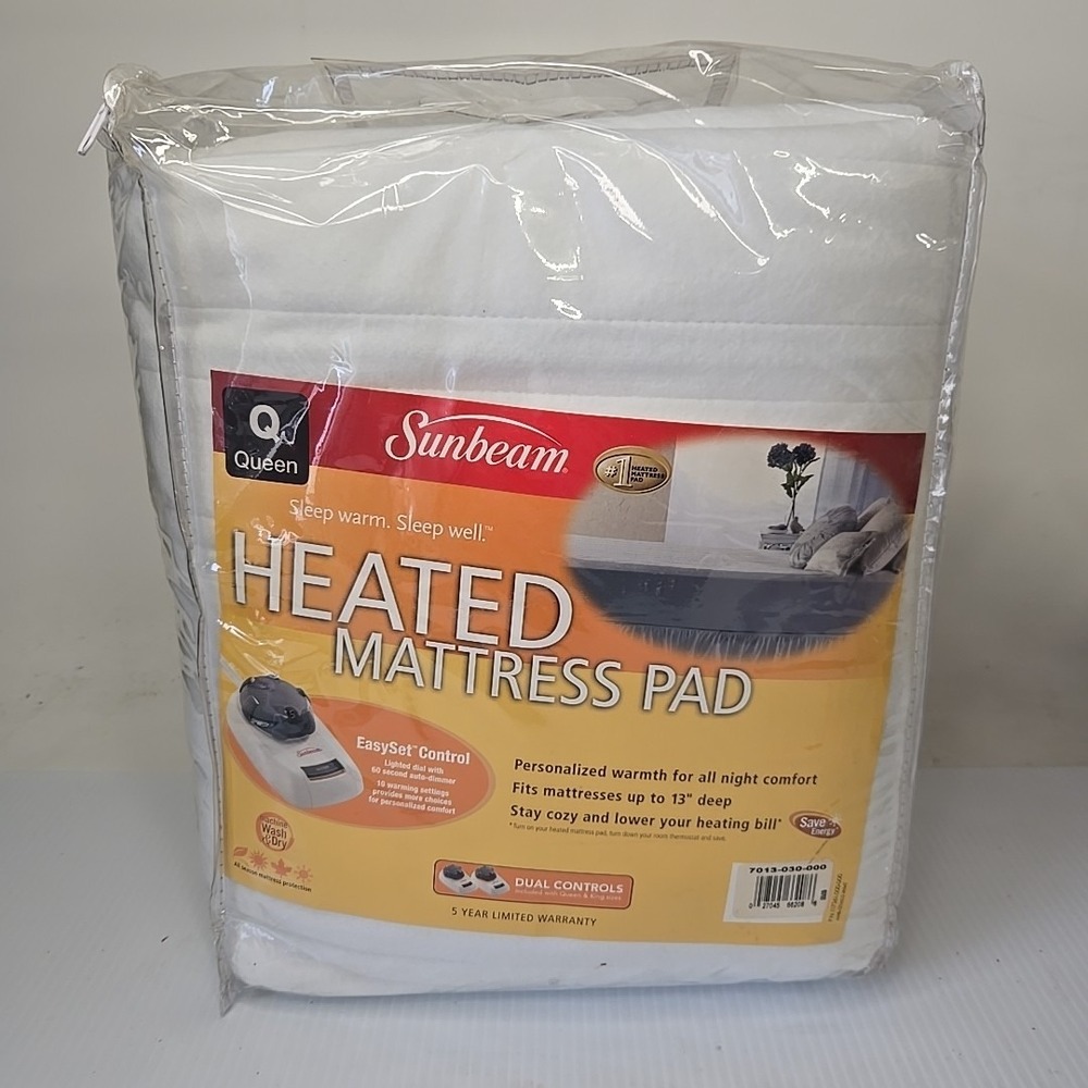 SUNBEAM Queen Heated Mattress Pad Dual Controls‎ 13" Deep Pockets